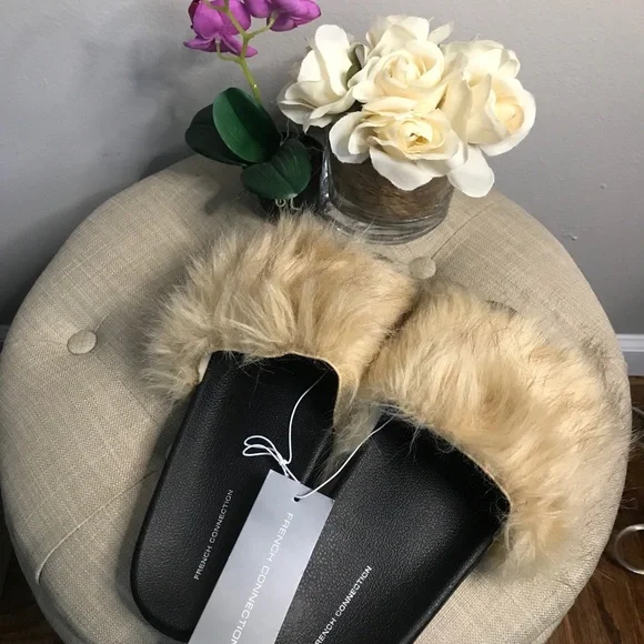 French Connection Faux Fur Slippers - Size 8 & 9 - Picture 6 of 10